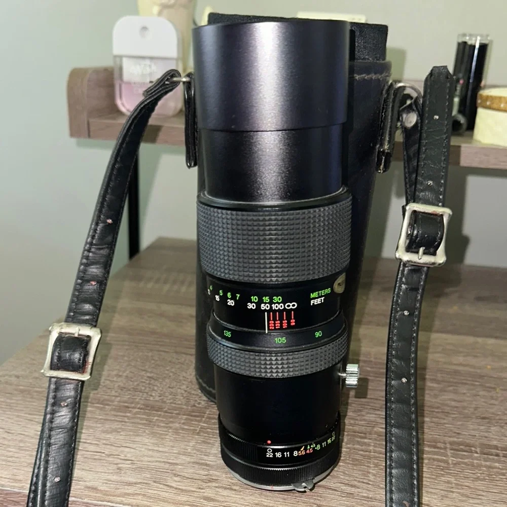 Black Leather Camera Lens Case